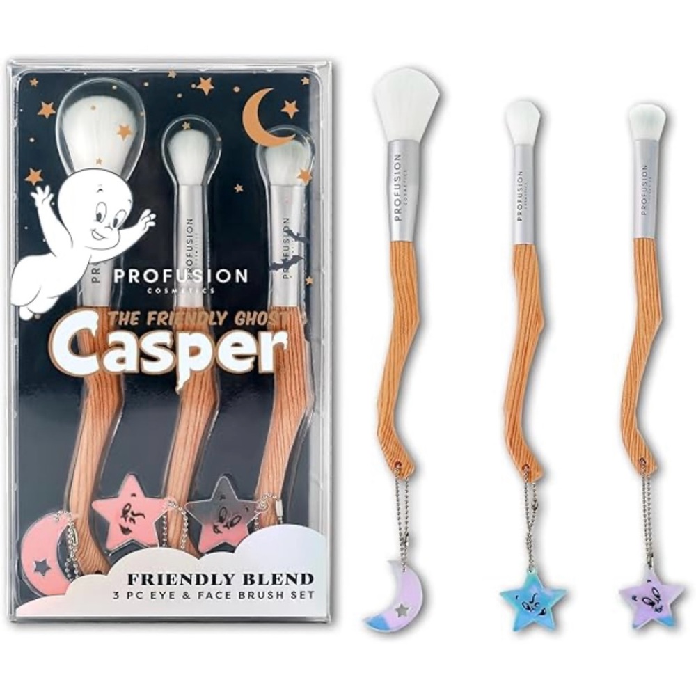 NEW Profusion Cosmetics Casper the Friendly Ghost-3pc Eye & Face Brush Set